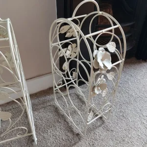 Two Floral French Style Cream Wine Racks - Image 5