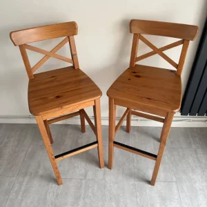 2 x IKEA Ingolf Wooden Bar Stools 74cm - Image 2