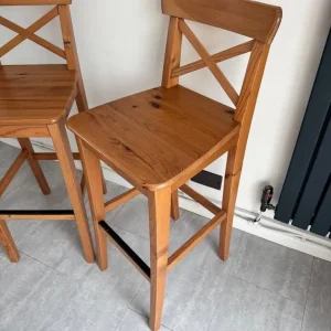 2 x IKEA Ingolf Wooden Bar Stools 74cm - Image 3