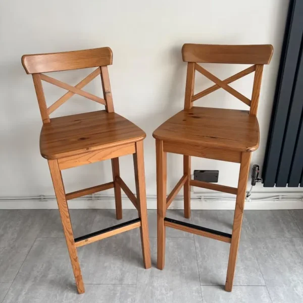 2 x IKEA Ingolf Wooden Bar Stools 74cm