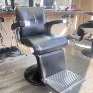 Black vintage Belmont barber chairs x3 - Image 5