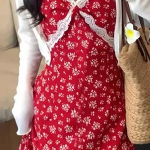 Red Holiday floral dress
