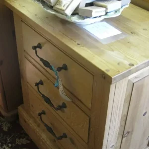 LARGE STRIPPED PINE CHEST OF 3 DRAWERS - Image 2