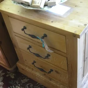 LARGE STRIPPED PINE CHEST OF 3 DRAWERS - Image 3
