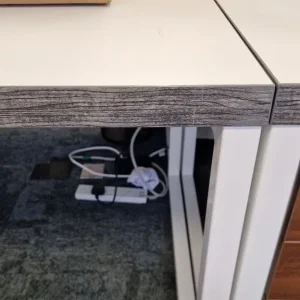 White office desks x 6 with white metal legs