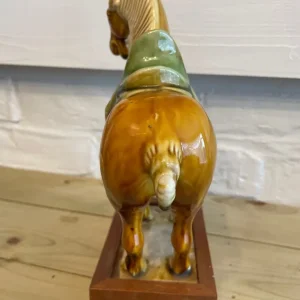Tang dynasty style glazed porcelain war horse with minister huan lee inscription - Image 6