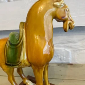 Tang dynasty style glazed porcelain war horse with minister huan lee inscription - Image 8