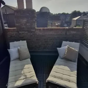 Ikea Sun loungers (x2) with cushion covers