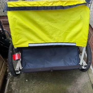 Toddler trailer for 2 kids with seat belts, push bike compatible - Image 4