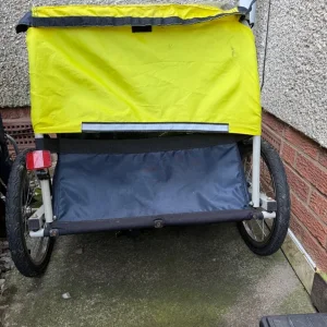 Toddler trailer for 2 kids with seat belts, push bike compatible - Image 5