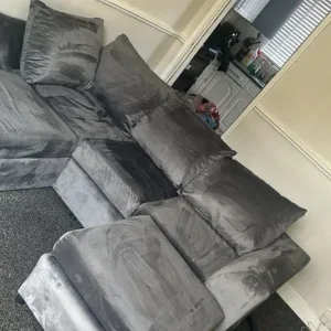 Velvet small corner sofa grey - Image 2