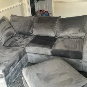 Velvet small corner sofa grey