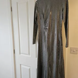 M&S silver sequin long dress UK size 10