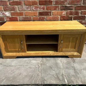 Solid Oak Bevel TV Stand - Image 2