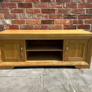 Solid Oak Bevel TV Stand