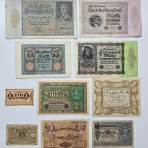 Collection #6 Various Lot Antique German Empire/Weimar Republic Banknotes 10pcs