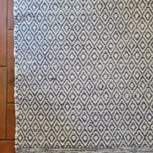 Blue and White Flat Weave Rug - 90cm x 150cm - Image 3
