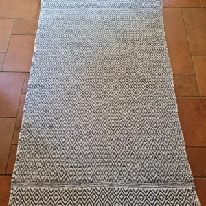Blue and White Flat Weave Rug - 90cm x 150cm