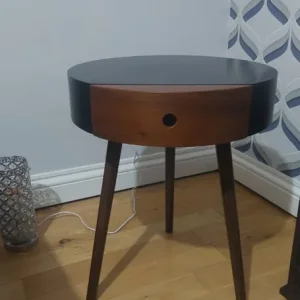 Lamp table with drawer - solid wood - Image 2