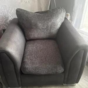 Black and grey sofa and chair - Image 2
