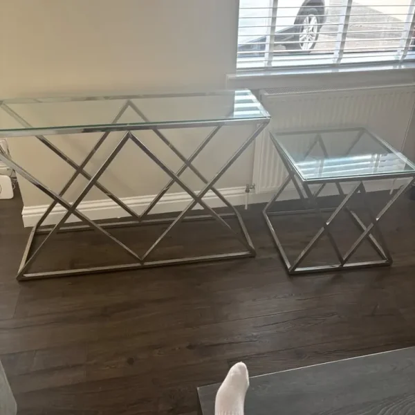 Glass console and side table