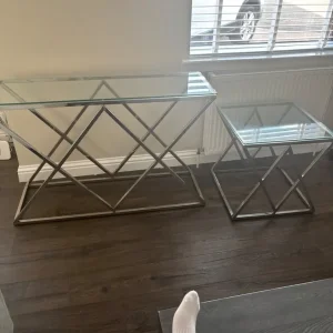 Glass console and side table
