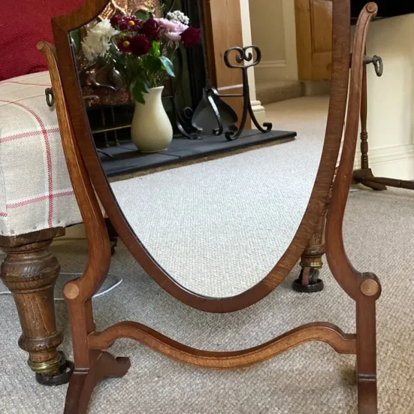 Shield shaped dressing table mirror