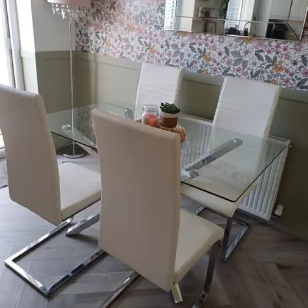 Glass dining table and chairs