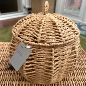 Woven Pumpkin Storage Basket with Lid