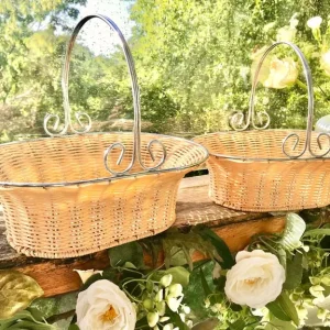 2 baskets with metal frames & handles - Image 2