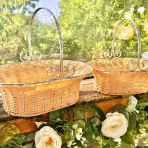 2 baskets with metal frames & handles - Image 3