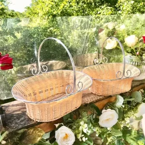 2 baskets with metal frames & handles - Image 4