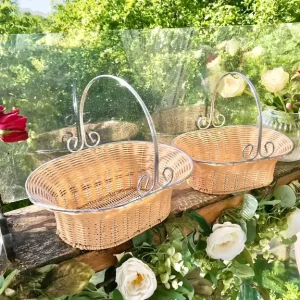 2 baskets with metal frames & handles - Image 7