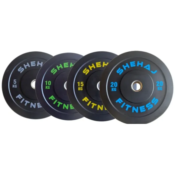 Shehaj Black Bumper Plates 100kg Set - Olympic Gym Weights