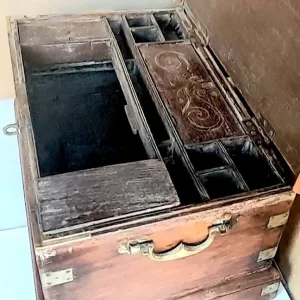 ANTIGUE CHEST - HARD WOOD AND BRASS WITH INTERIOR CONVERSION - Image 3