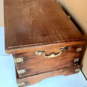 ANTIGUE CHEST - HARD WOOD AND BRASS WITH INTERIOR CONVERSION