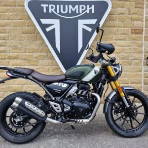 2025 Triumph Scrambler 400 X - Matt Khaki Green, 1 Owner, Low Mileage