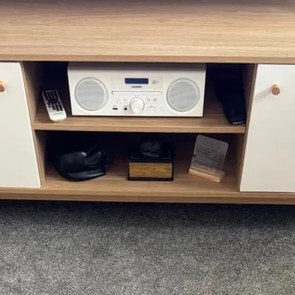 Teak/Beech TV unit 1390x390x470 two door