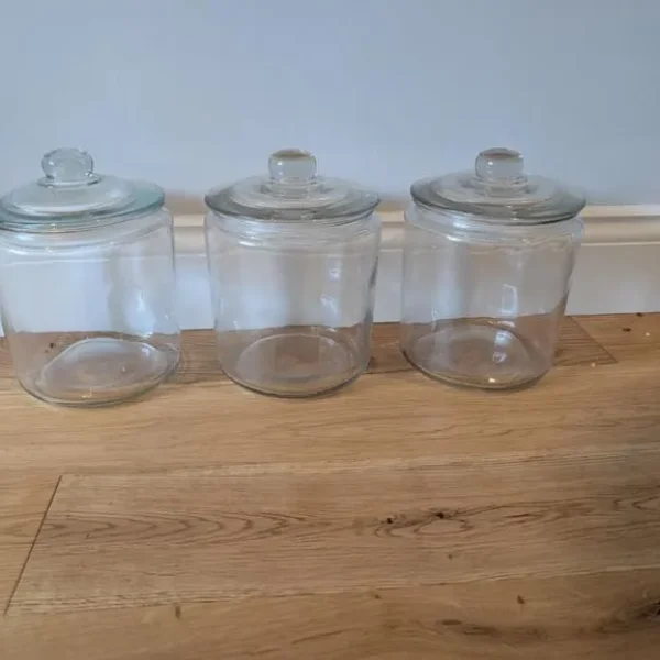 3 glass storage jars (set)