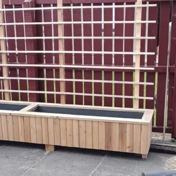 Wooden planter and trellis