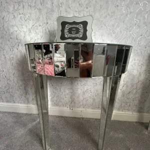 2 mirror glass bedside tables