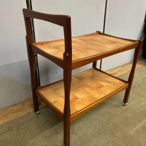 Mid century teak tile cocktail trolley - Image 2