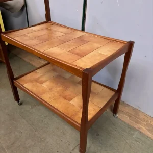 Mid century teak tile cocktail trolley - Image 3