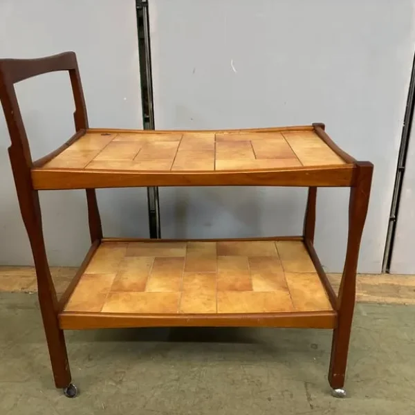 Mid century teak tile cocktail trolley