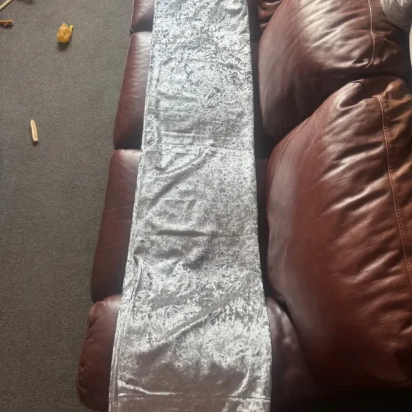 Ring top silver crushed velvet fully lined curtains
