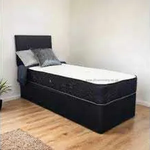 Single divan bed with mattress – ready to use, no assembly