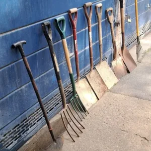 Shovels and plywood