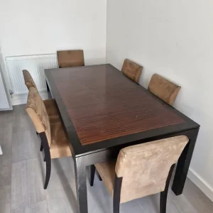 John Lewis table with 6 suede chairs