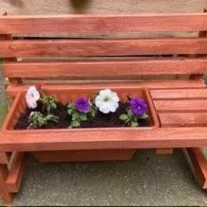 Garden bench planter with flowers