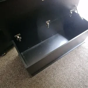 Two Black Wooden Storage Chests